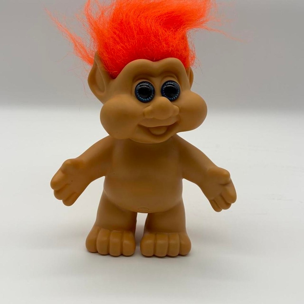 Vintage 1991 Troll Doll Orange Hair Brown Body 8"